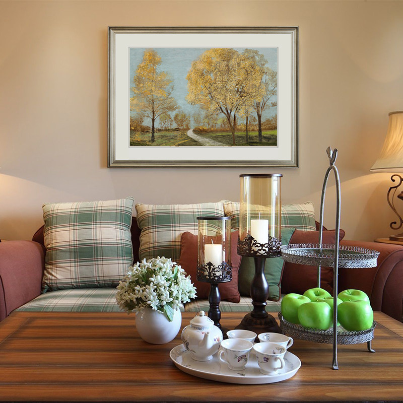 艾美家欧美原版画美式客厅实木框装饰画沙发背景墙玄关过道挂画