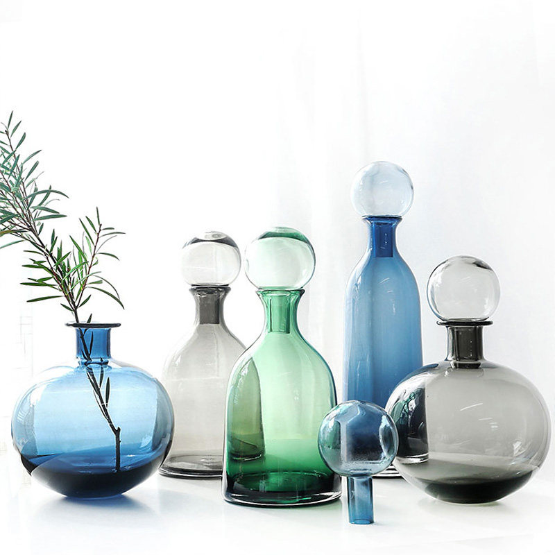 欣唯嘉家居饰品摆件玻璃花瓶客厅插花器皿北欧风ins创意设计软装