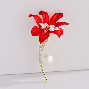 高档百合花时尚胸花女立体花朵气质秋冬大衣胸针日韩气质百合花胸针