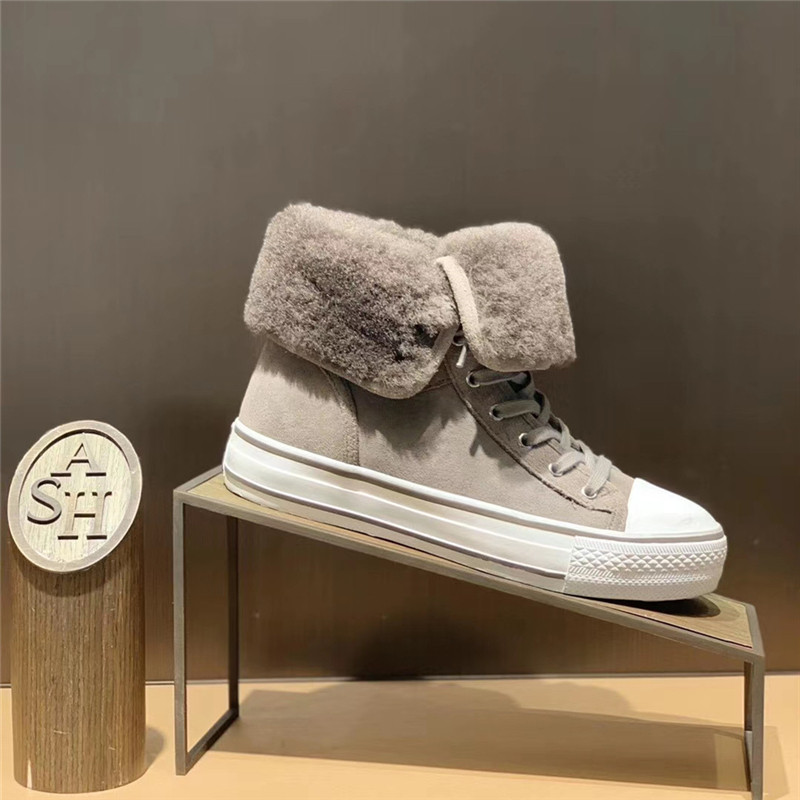 ash艾熙女鞋2020冬季高帮鞋棉鞋雪地运动毛绒高帮鞋