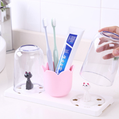 创意情侣牙刷架套装 浴室牙刷座牙刷杯牙具架 漱口杯牙膏收纳盒