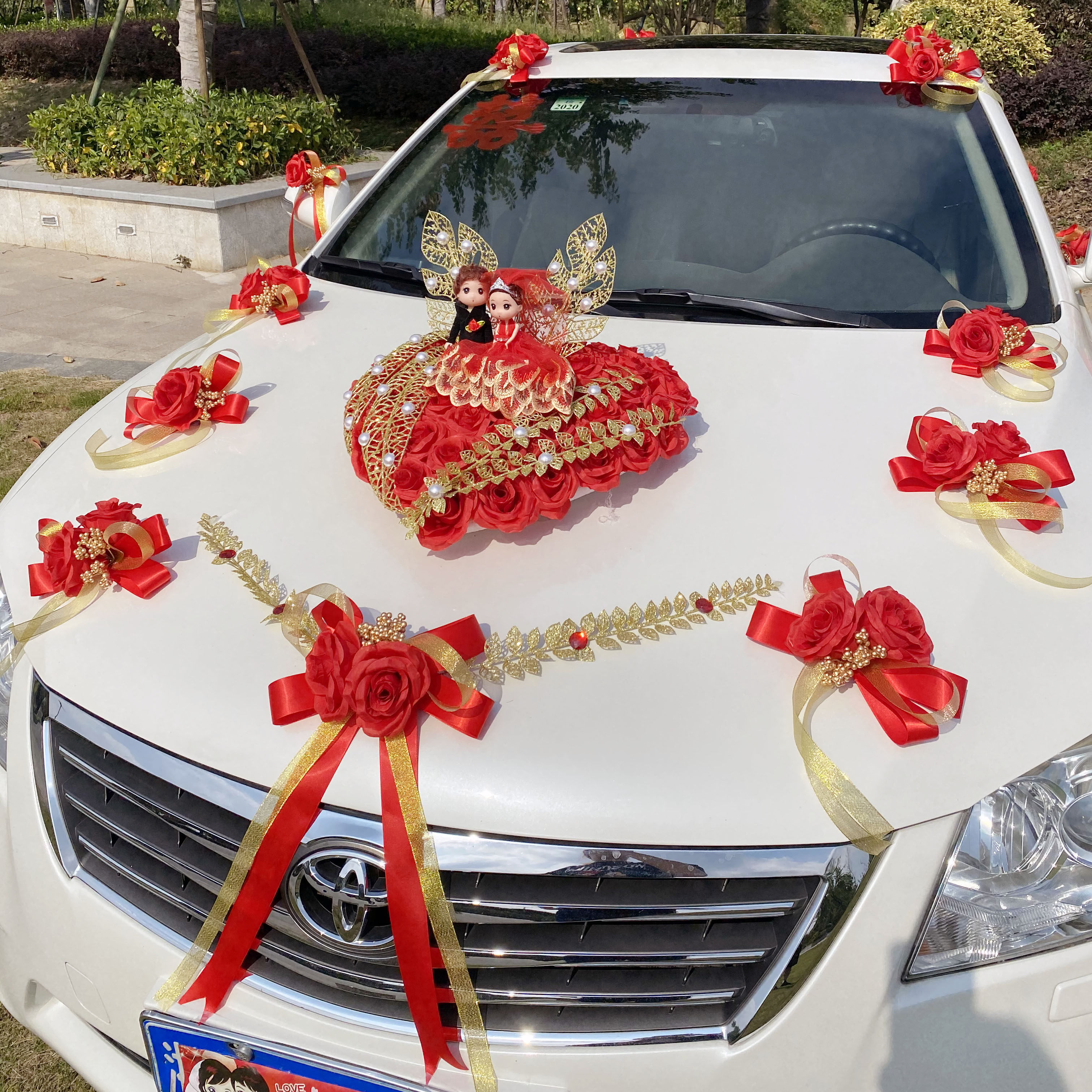 主婚车装饰棒棒糖用品结婚套装创意花车全套吸盘式个性车队车头花