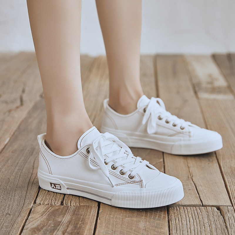少女运动鞋毛边平底小白鞋女生白色帆布鞋高中学生女板鞋已售0￥90