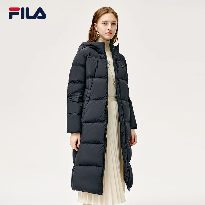 fila 斐乐官方 女士羽绒服2021年冬季新款中长款保暖加厚外套上衣