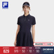 FILA 斐乐官方女子连衣裙2024夏季新款网球运动翻领收腰百褶裙子