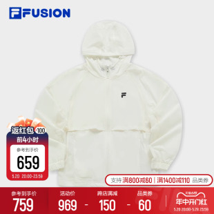 FILA FUSION斐乐潮牌女士梭织外套2024夏季新款时尚简约连帽上衣