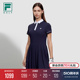 FILA 斐乐官方女子连衣裙2024夏新款拼色防晒高尔夫运动裙百褶裙