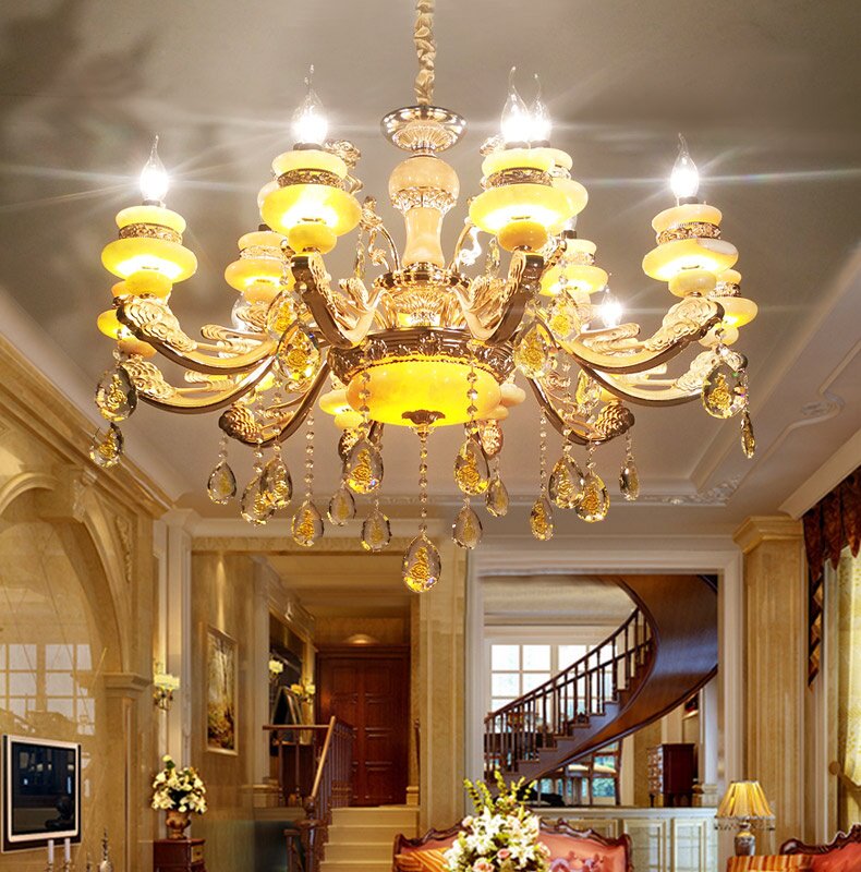 欧式客厅吊灯奢华大气室内灯饰复式楼餐厅蜡烛水晶吊玻璃吊灯