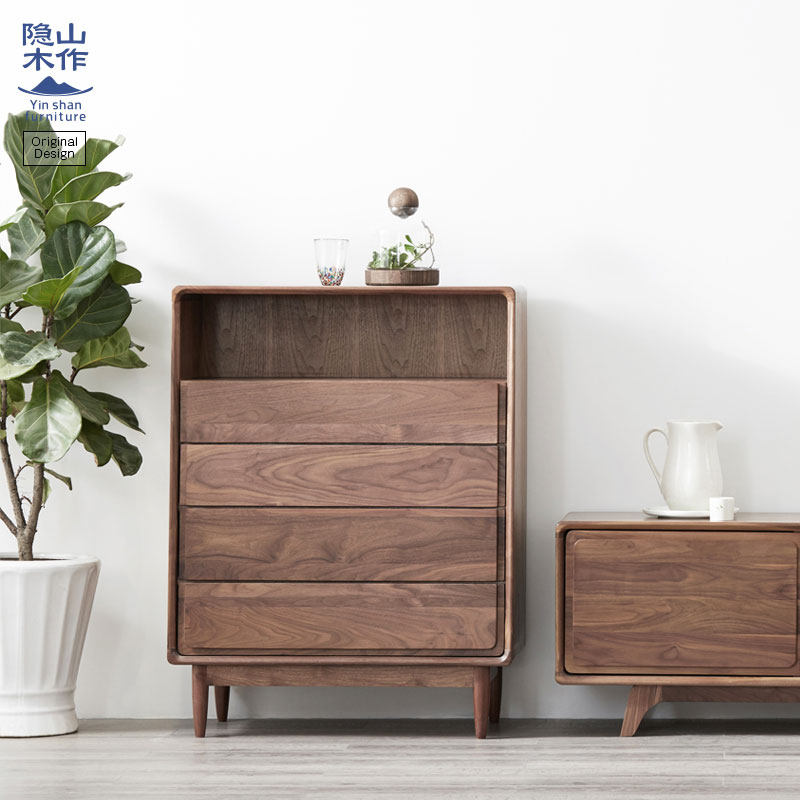 山念木作原创五斗柜北欧简约现代日式榫卯白蜡樱桃实木卧室储物柜