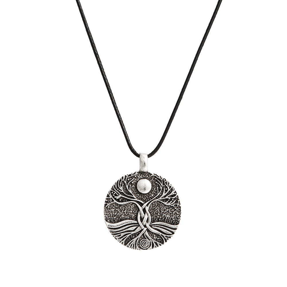 新款欧美维京海盗生命树图腾项链 英国古月亮世界树复古吊坠项饰b