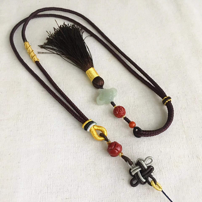 包邮纯手工进口蚕丝蜡线蜡绳项链原创佛牌链子定做焦糖色挂绳配链现价