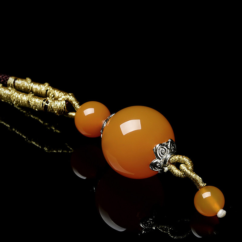 st3549天然鸡油黄黄龙玉转运珠玉石吊坠玉坠黄龙玉玉器挂件16.60g