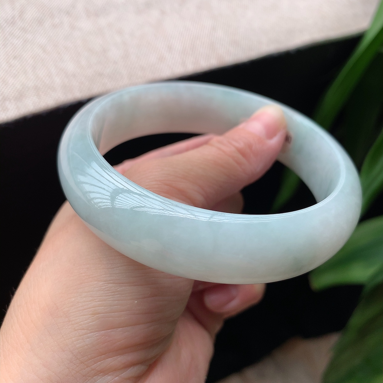 缅甸老坑冰糯种天然a货翡翠手镯62/63大圈口宽边厚装玉镯玉石手环