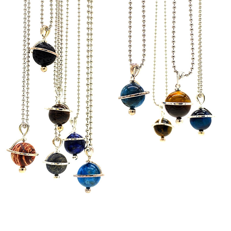 原创设计小行星项链12十二星座守护石s925纯银星球吊坠情侣短颈链