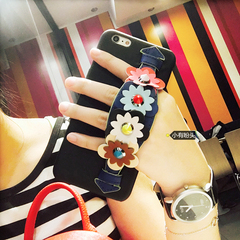 新款彩色花朵腕带iPhone6Plus手机壳苹果6S皮质保护壳7plus创意女