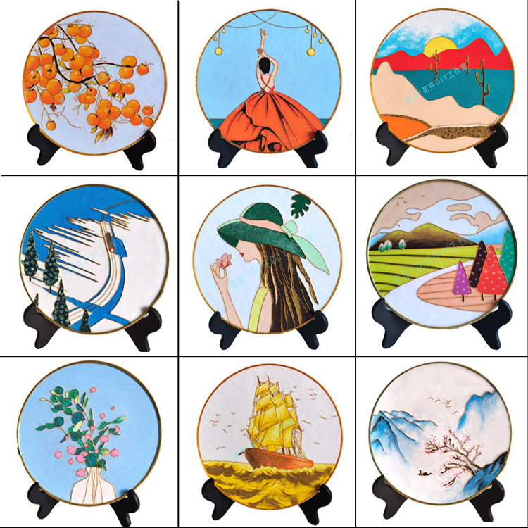 8,包邮,25人付款分类:景泰蓝掐丝珐琅画金丝彩沙画diy手工制作原材料