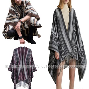 民族披肩秘鲁风格斗篷 印加土耳其围巾旅游拍照两用男女披风外套