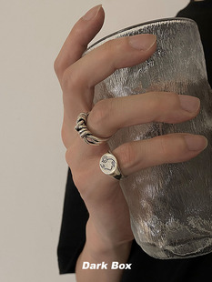 DARKBOX通体s925银质重工编织缠绕戒指个性简约指环街头潮流男女