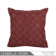 样板间现代简约酒红色条纹立体编织抱枕科技布客厅沙发靠垫套定制
