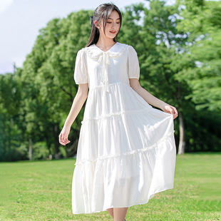 5069少女连衣裙仙气超仙森系初中学生大童夏新款裙子白色公主裙