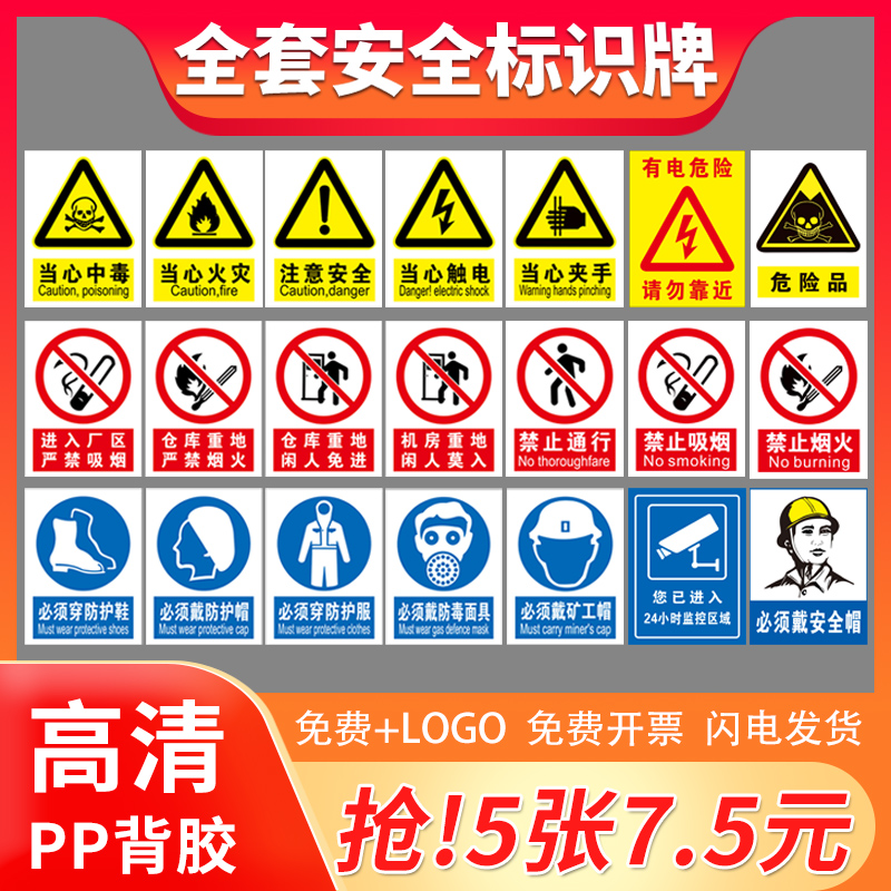 工厂车间安全检查生产警示标识禁止吸