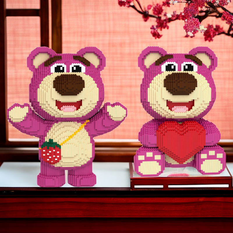 拼装小颗粒积木玩具草莓熊系列成人儿童男女孩情侣生日节日礼物