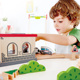 Hape火车轨道配件停车站3岁+儿童益智玩具宝宝婴幼儿木质模型配件