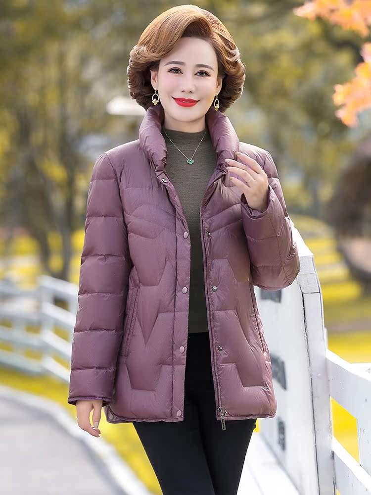 中年妈妈羽绒服女2021新款中老年女装