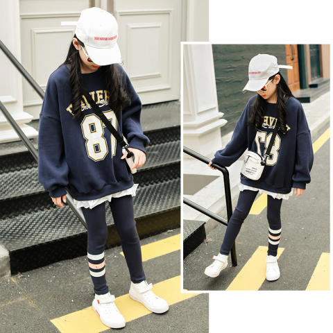雨星雨嫣女童春装套装2020新款大童韩版洋气卫衣运动时髦两件套潮