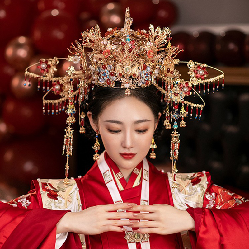 2022年新款新娘秀禾头饰结婚明制秀禾服中式大气凤冠步摇皇冠发饰