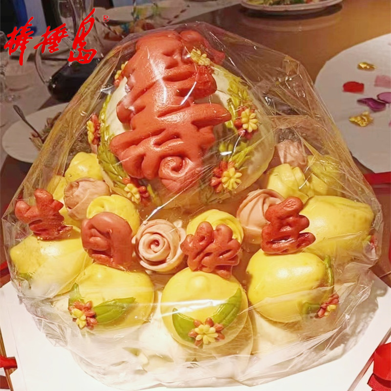 1棒棰岛寿桃馒头礼盒中式老人生日蛋糕过寿贺寿祝寿包花饽饽馍馍