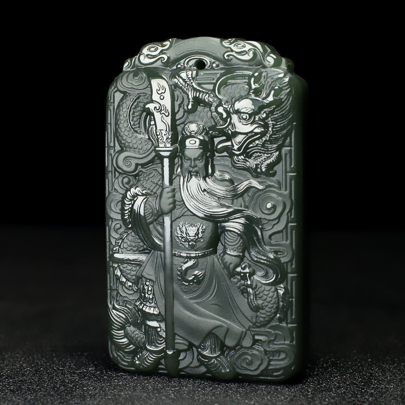 义薄云天_真品和田玉关公玉牌青玉义薄云天关公玉坠男士女士玉挂件