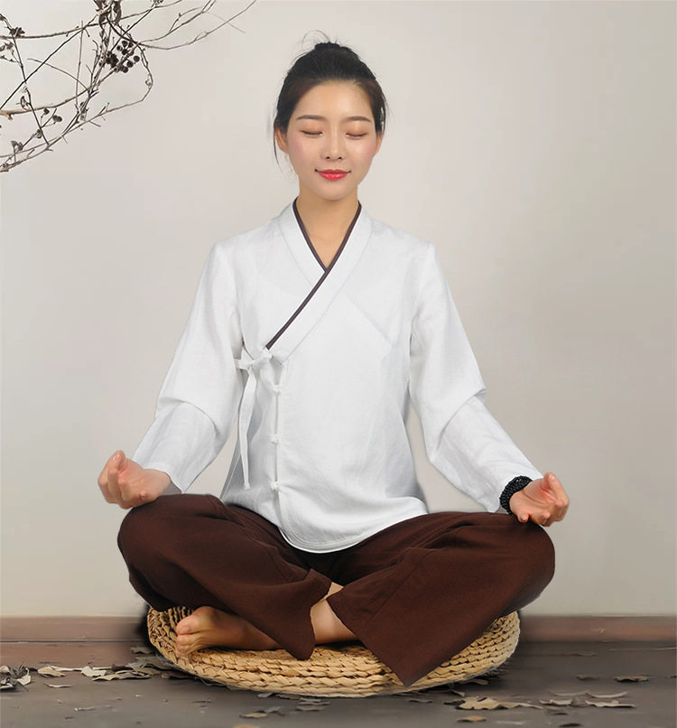 打坐居士服禅修衣服女套装中国风大码禅茶瑜伽服秋冬汉服两件套