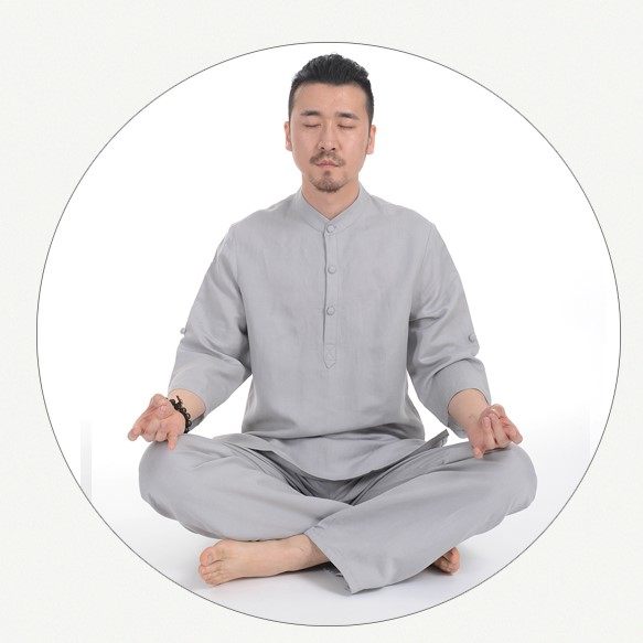 简约男士晨练打坐运动瑜伽服套装棉麻太极练功服装茶艺表演服秋冬