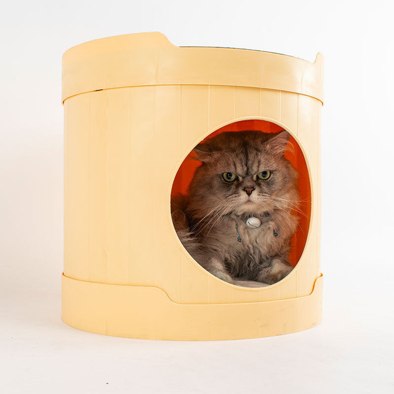 乐优派新款猫窝可折叠猫抓板窝半封闭式猫咪别墅 四季通用 宠物窝