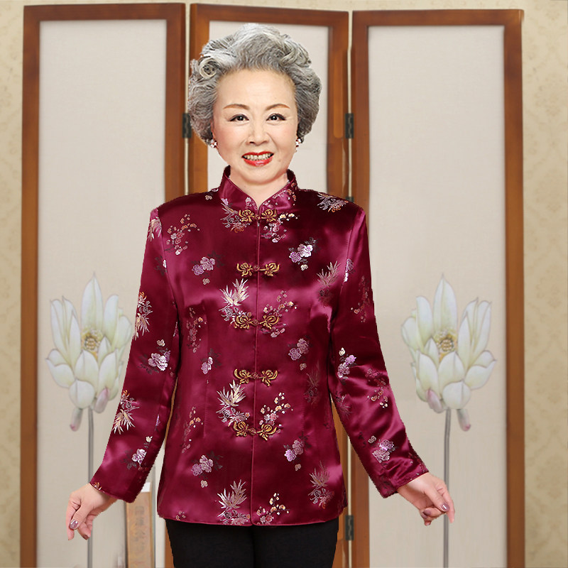 中老年女装妈妈装女士唐装绣花刺绣中式生日外套奶奶冬装棉袄棉衣_6折