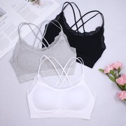 New summer comfortable combed cotton seamless gathered beauty back wrap chest female anti-light behind cross tube top vest tide