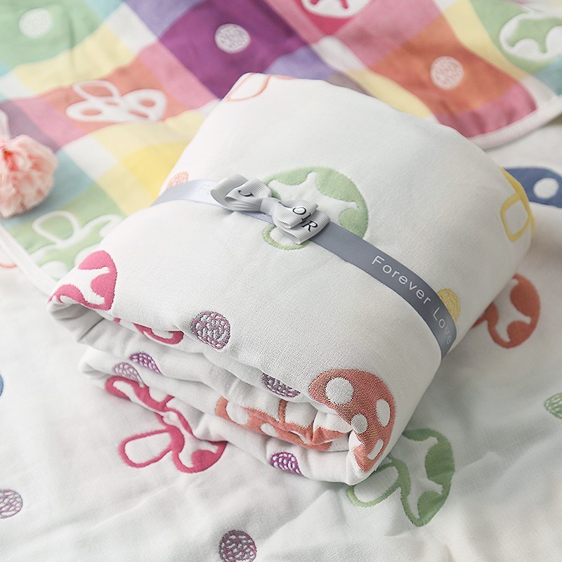 日本卡通纯棉六层婴儿浴巾夏天宝宝纱布盖毯新生儿包被儿童毛巾被