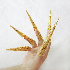 千手观音,古装甄嬛传舞蹈长指甲套饰品 cos太后金,银色护甲指套