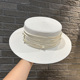 法式平顶白色礼帽女夏季度假遮阳沙滩帽百搭气质珍珠草帽太阳帽子