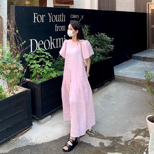 韩国东大门法式甜美泡泡袖吊带连衣裙女夏2023款设计感两件套长裙