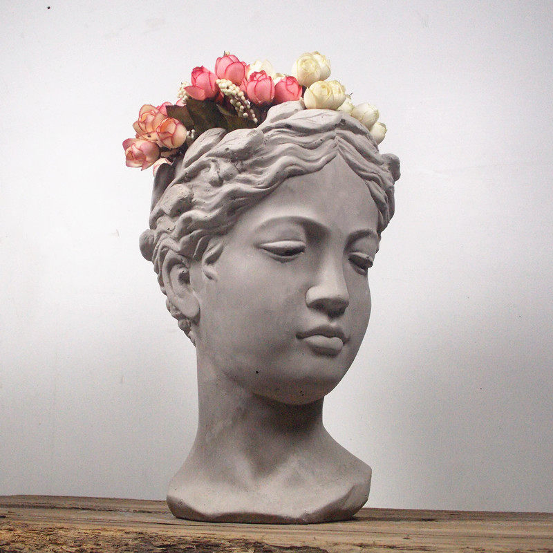 一折缪斯女神瘦身_创意头像立体水泥花盆 希腊女神塔丽娅.