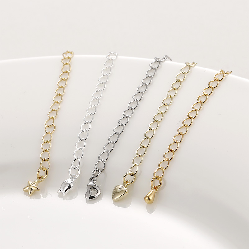 铜镀14K包金保色珍珠收尾链延长链条diy手链项链颈链饰品配件材料