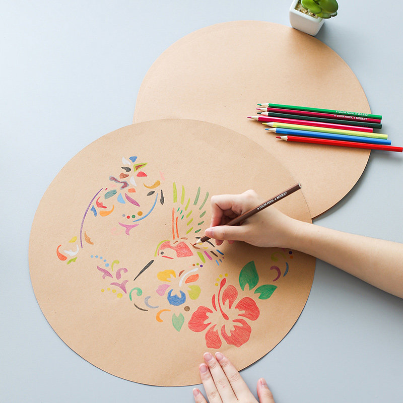 樱明草堂25张50张厚圆形牛皮纸绘画纸圆面素描彩铅用纸美术画画常用