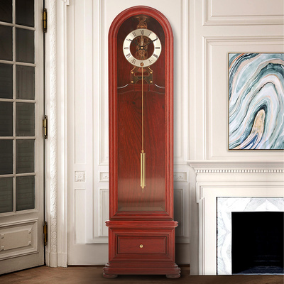 北极星古典实木机械落地钟台钟透视座钟家居装饰客厅电视柜座钟