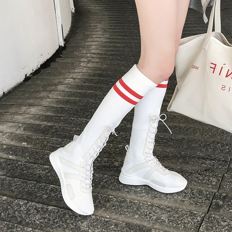 长筒_ins超火袜子鞋女韩版ulzzang原宿透气弹力长筒袜靴休闲运动高帮