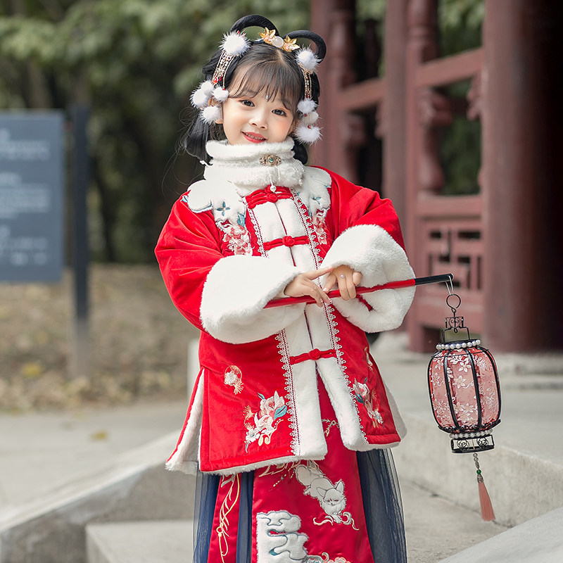 古云裳依原创匠心出品的优惠券大全—儿童汉服棉袄女童冬装加厚加绒女