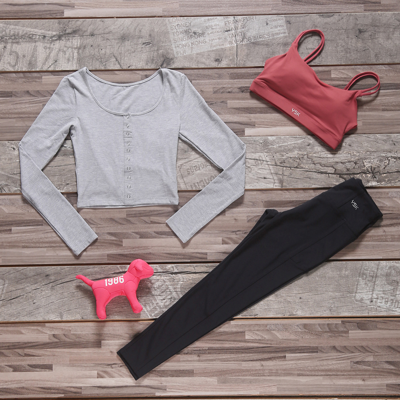 维多利亚秋冬季女瑜伽服跑步运动网红健身衣显瘦休闲长袖三件套装