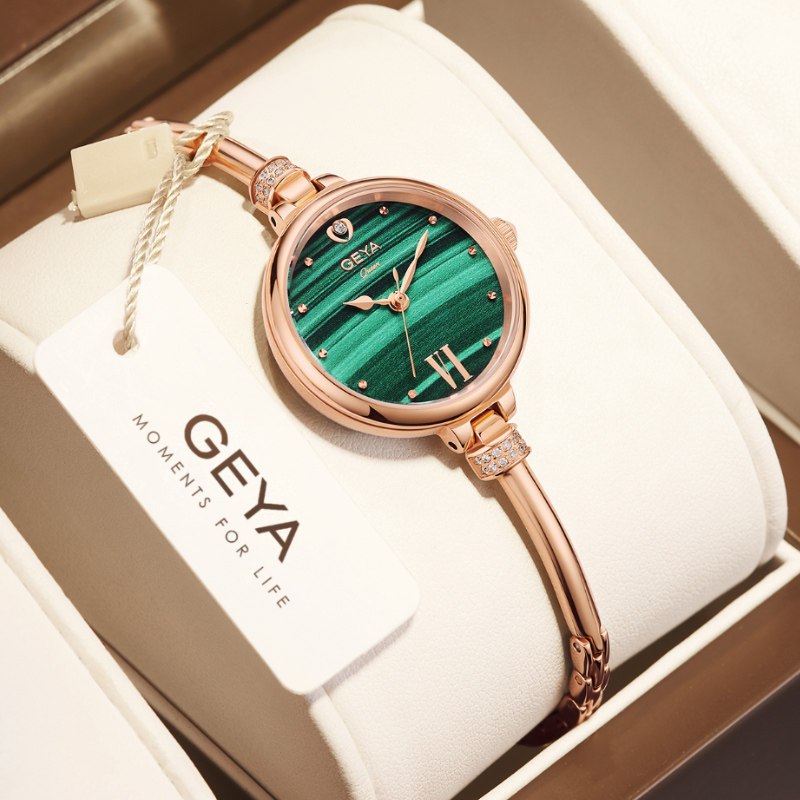 geya格雅手表女小绿表正品名牌手链式女款小巧精致女表品牌十大