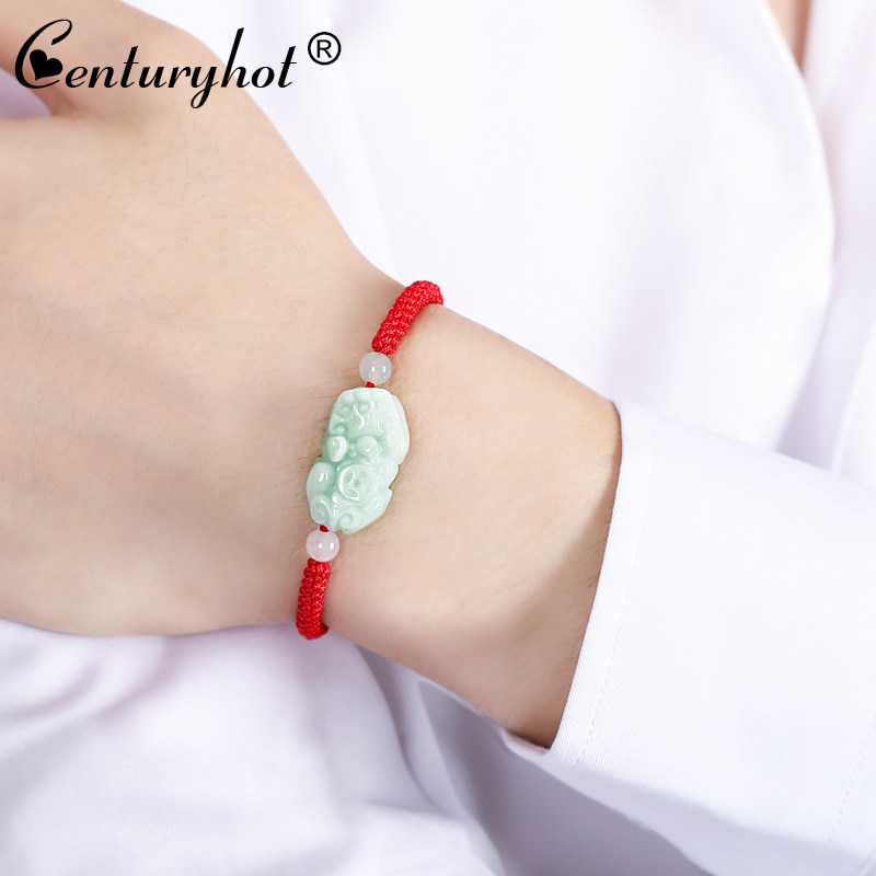本命年红绳翡翠a货貔貅手链男女玉手串复古手工编织手饰圣诞礼物
